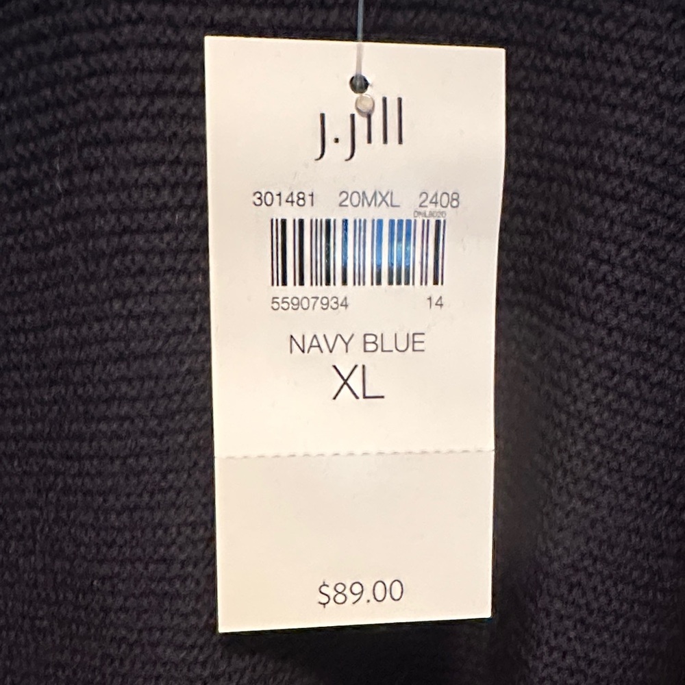 J. Jill Navy Knit Open Front Long Line Cardigan Sweater Size XL NWT - Picture 3 of 8